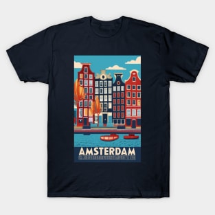 A Vintage Travel Art of Amsterdam - Netherlands T-Shirt